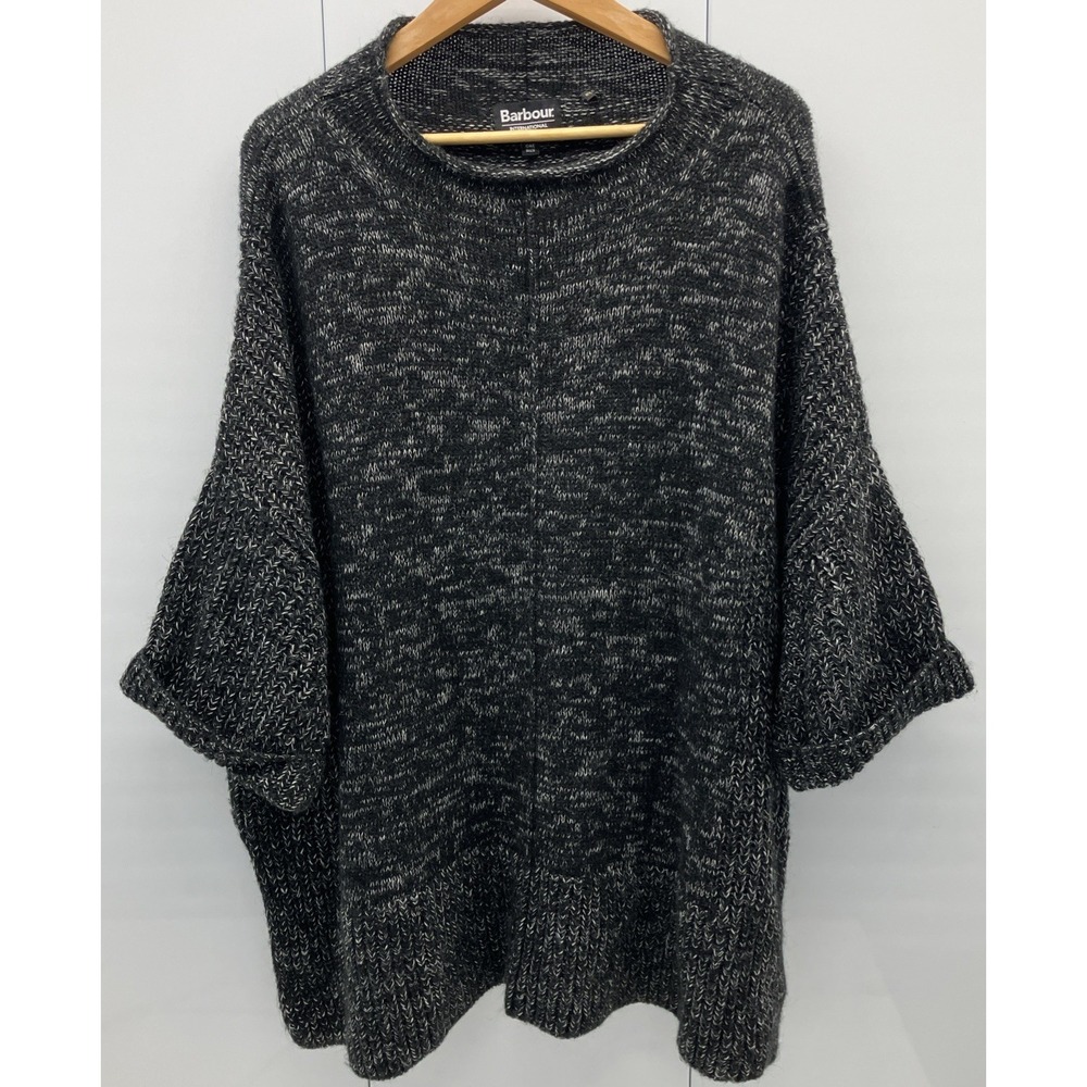 Barbour International One Size Black Knit Pullover Sweater Alpaca Merino Arcylic